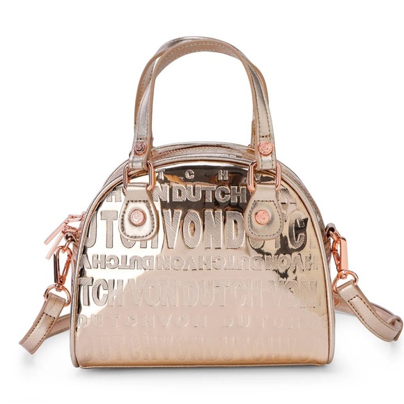 Von Dutch Handbags - Von Dutch | Rose Metallic Gold Mini Bowling Bag